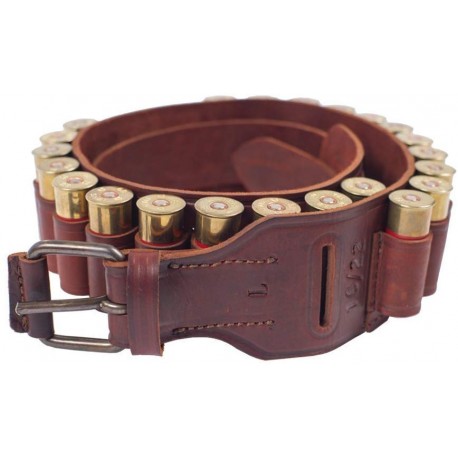 J7 Leather Bandolier Cartridge Belt 12 ga brown size M VlaMiTex